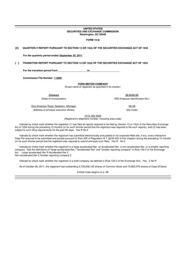 Thumbnail Ford 10-Q Quarterly Report FY 