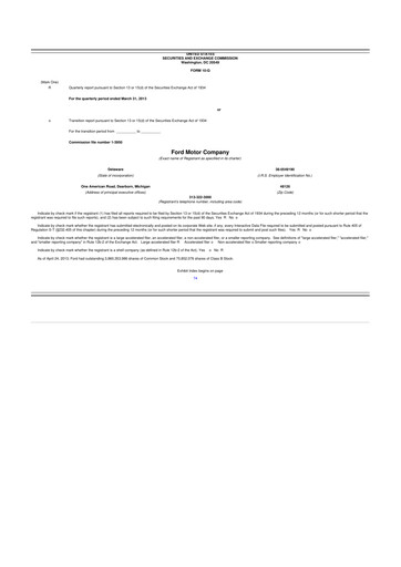 Thumbnail Ford 10-Q Quarterly Report FY 