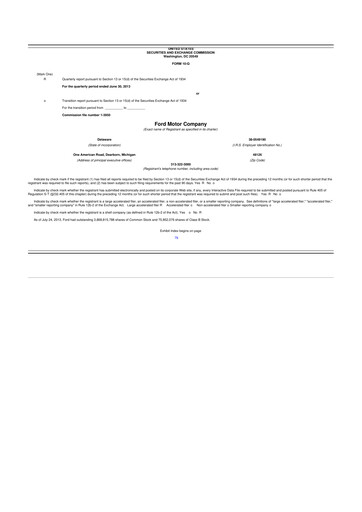 Thumbnail Ford 10-Q Quarterly Report FY 
