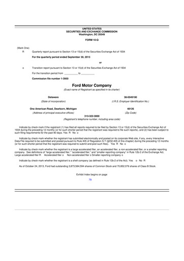 Thumbnail Ford 10-Q Quarterly Report FY 