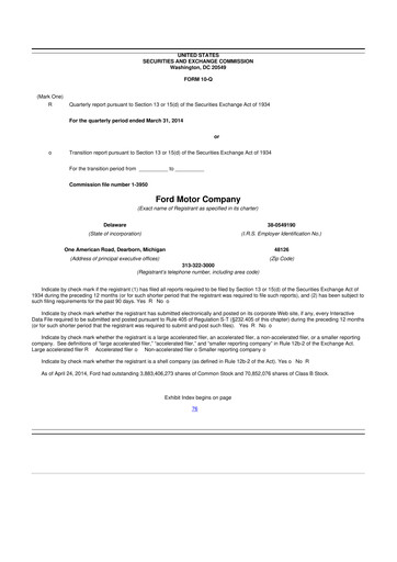 Thumbnail Ford 10-Q Quarterly Report FY 