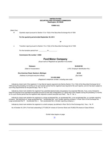 Thumbnail Ford 10-Q Quarterly Report FY 