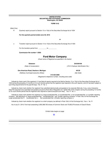 Thumbnail Ford 10-Q Quarterly Report FY 