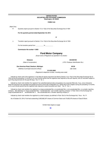 Thumbnail Ford 10-Q Quarterly Report FY 