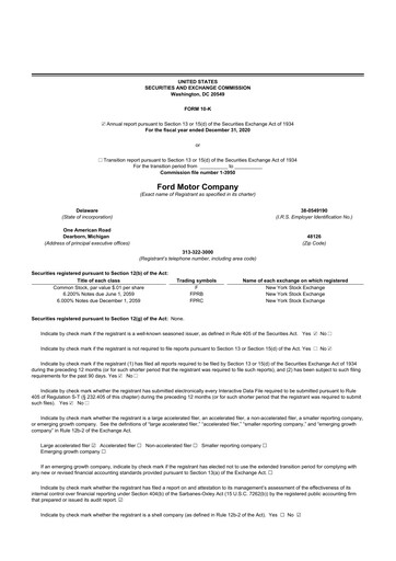 Miniature Ford 10-K Rapport annuel 2020