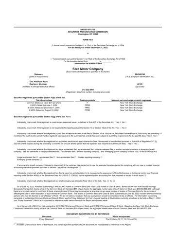 Miniature Ford 10-K Rapport annuel 2022