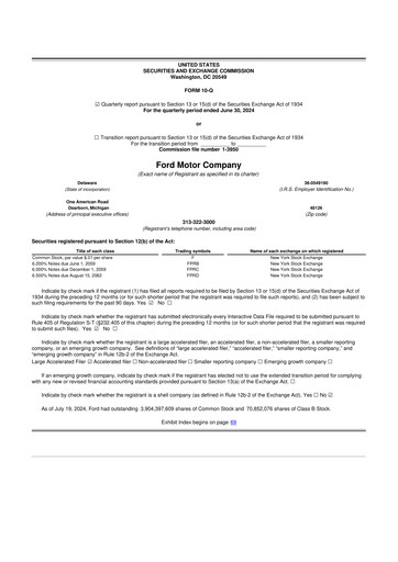 Thumbnail Ford 10-Q Quarterly Report FY2024 