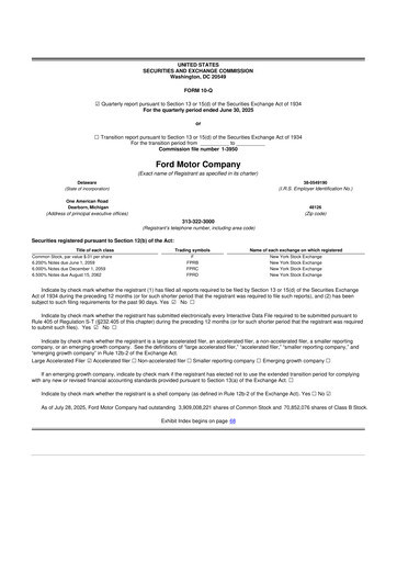 Thumbnail Ford 10-Q Quarterly Report FY2025 