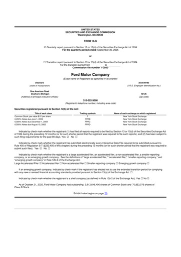 Thumbnail Ford 10-Q Quarterly Report FY2025 