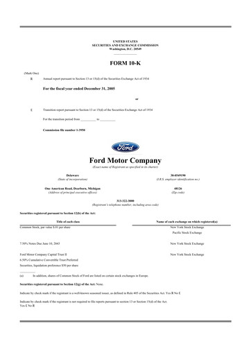 Miniature Ford 10-K Rapport annuel 