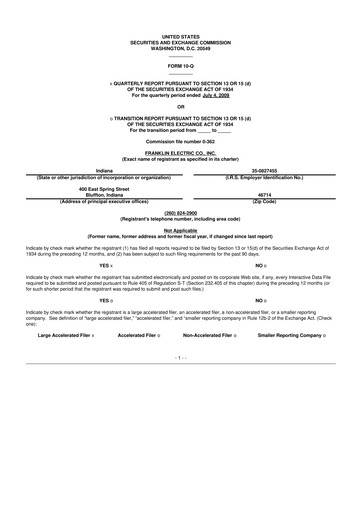 Thumbnail Franklin Electric
 10-Q Quarterly Report FY 