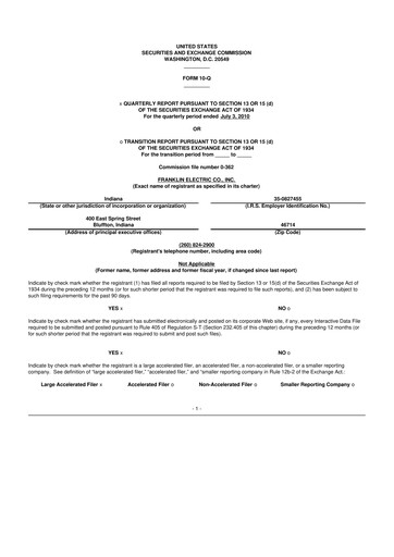 Thumbnail Franklin Electric
 10-Q Quarterly Report FY2010 