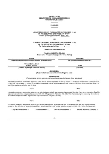 Thumbnail Franklin Electric
 10-Q Quarterly Report FY2011 