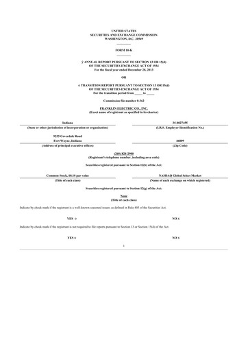 Thumbnail Franklin Electric
 10-K Annual Report 2013