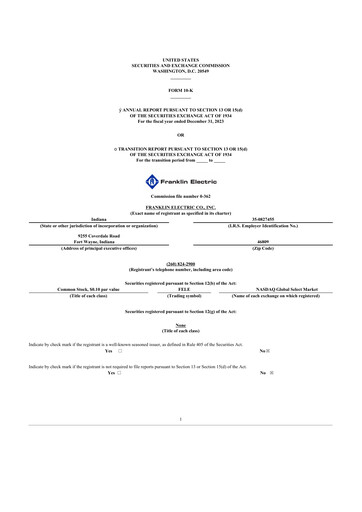 Thumbnail Franklin Electric
 10-K Annual Report 2023