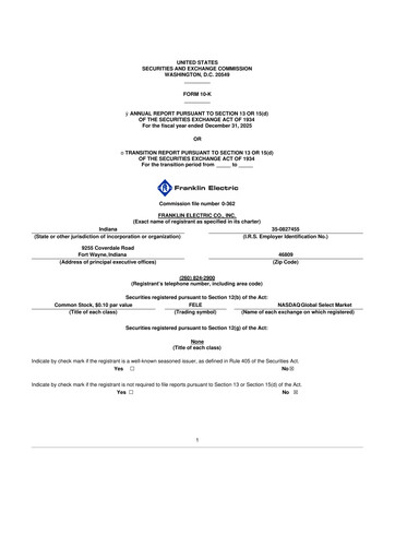 Thumbnail Franklin Electric
 10-K Annual Report 2025