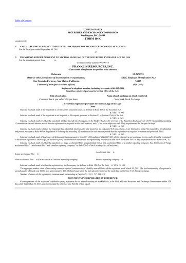 Thumbnail Franklin Resources 10-K Annual Report 2011