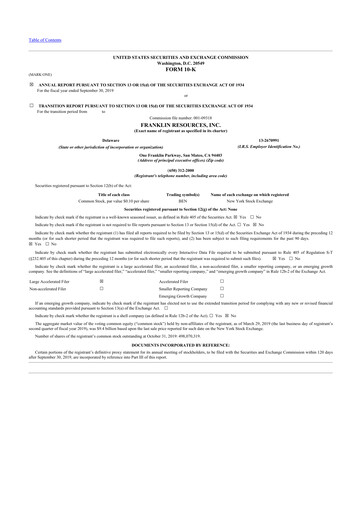 Thumbnail Franklin Resources 10-K Annual Report 2019