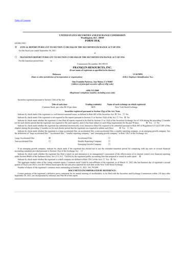 Thumbnail Franklin Resources 10-K Annual Report 2021