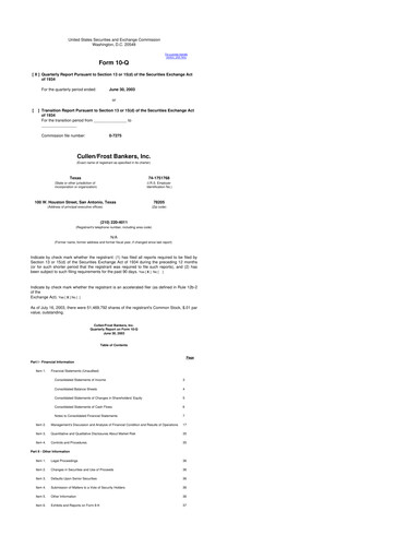 Thumbnail Cullen/Frost Bankers 10-Q Quarterly Report FY 