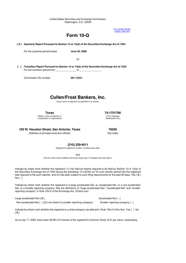 Thumbnail Cullen/Frost Bankers 10-Q Quarterly Report FY 