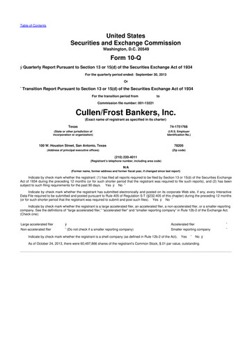 Thumbnail Cullen/Frost Bankers 10-Q Quarterly Report FY2013 