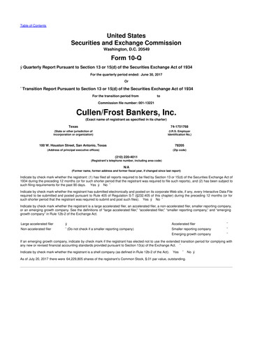 Thumbnail Cullen/Frost Bankers 10-Q Quarterly Report FY2017 