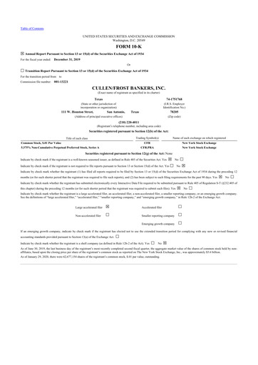 Thumbnail Cullen/Frost Bankers 10-K Annual Report 2019