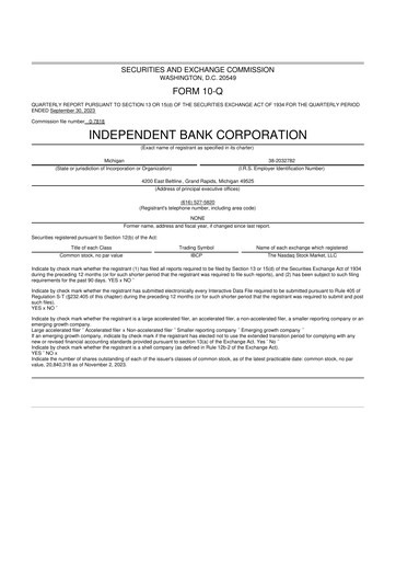 Thumbnail Independent Bank Corporation 10-Q Quarterly Report FY2023 