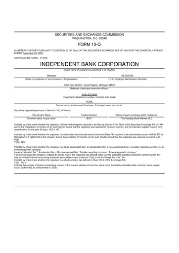 Thumbnail Independent Bank Corporation 10-Q Quarterly Report FY2025 