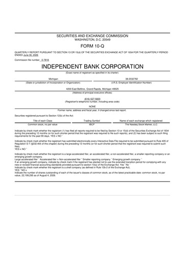 Thumbnail Independent Bank Corporation 10-Q Quarterly Report FY2026 