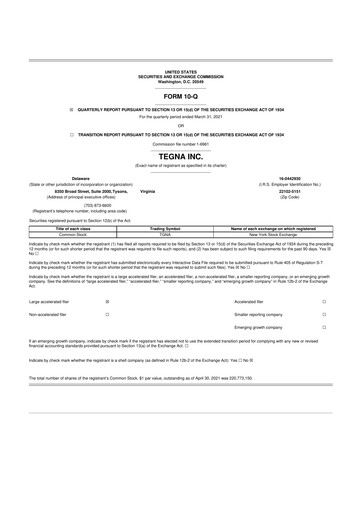 Thumbnail Tegna 10-Q Quarterly Report FY2021 