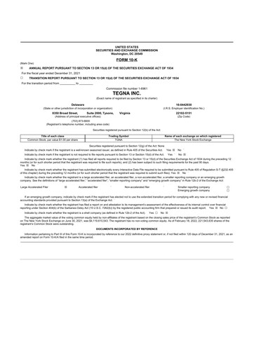 Thumbnail Tegna 10-K Annual Report 2021