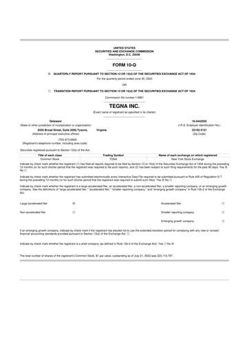 Thumbnail Tegna 10-Q Quarterly Report FY2022 