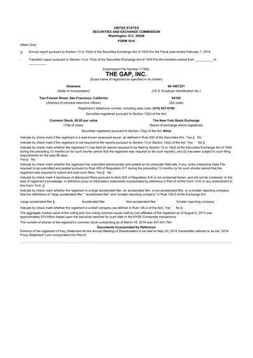 Thumbnail Gap Inc.
 10-K Annual Report 2013