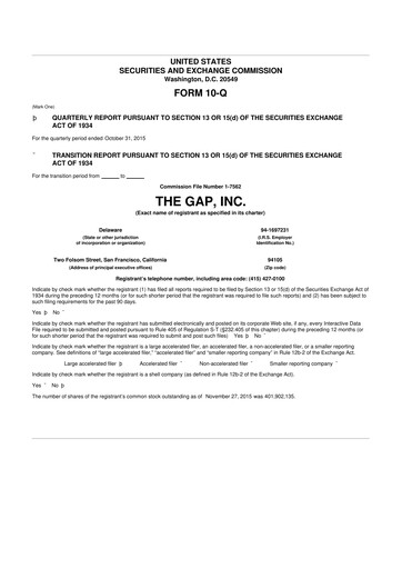 Vorschaubild Gap Inc.
 10-Q Quartalsbericht 2015 