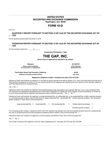 Vorschaubild Gap Inc.
 10-Q Quartalsbericht 2018 