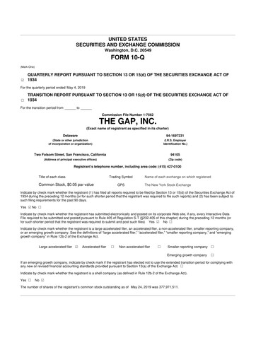 Vorschaubild Gap Inc.
 10-Q Quartalsbericht 2019 