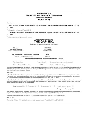 Vorschaubild Gap Inc.
 10-Q Quartalsbericht 2019 