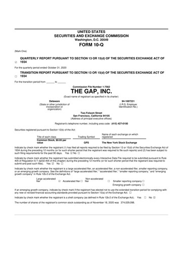 Vorschaubild Gap Inc.
 10-Q Quartalsbericht 2020 