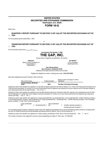 Vorschaubild Gap Inc.
 10-Q Quartalsbericht 2021 