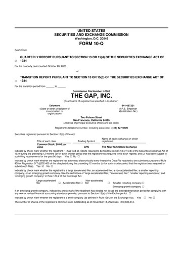 Vorschaubild Gap Inc.
 10-Q Quartalsbericht 2023 