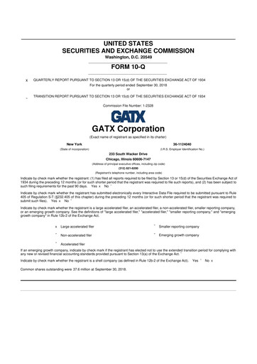 Thumbnail GATX 10-Q Quarterly Report FY2018 