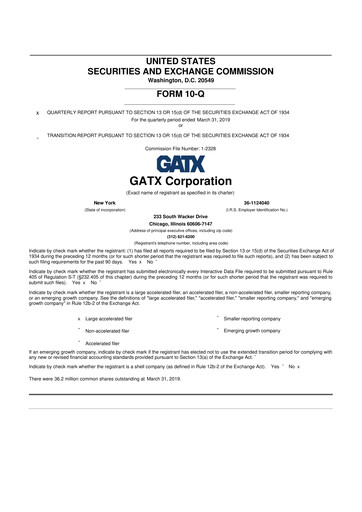 Thumbnail GATX 10-Q Quarterly Report FY2019 