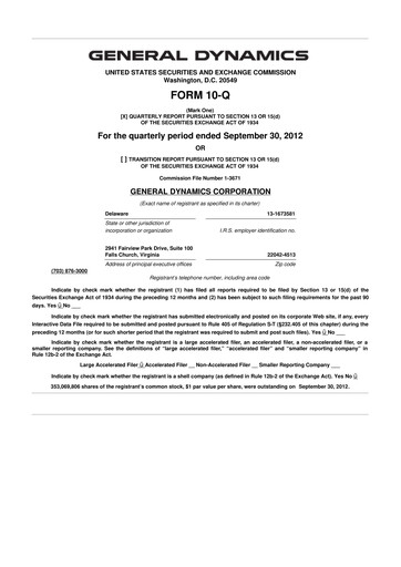 Miniature General Dynamics 10-Q Rapport trimestriel 2012 