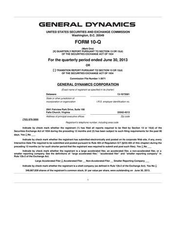 Miniature General Dynamics 10-Q Rapport trimestriel 2013 