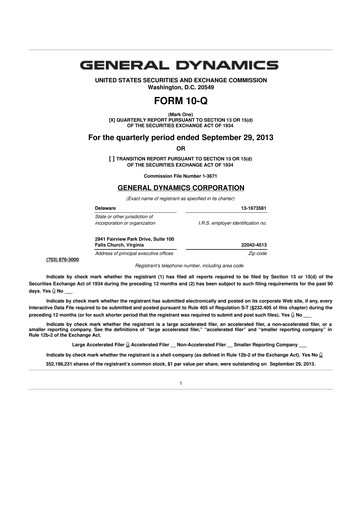 Miniature General Dynamics 10-Q Rapport trimestriel 2013 