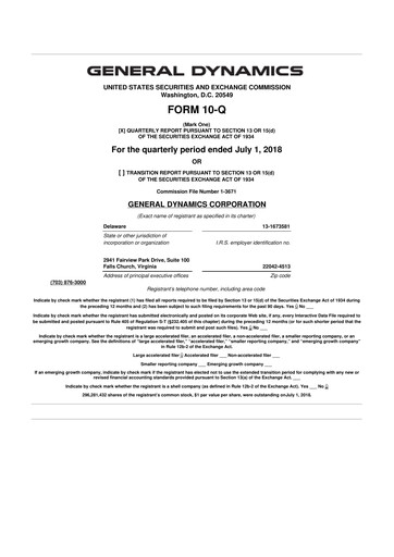 Miniature General Dynamics 10-Q Rapport trimestriel 2018 