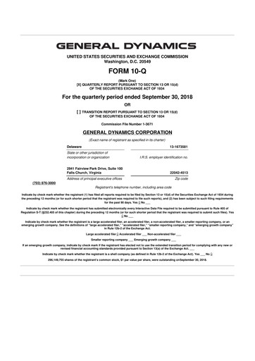 Miniature General Dynamics 10-Q Rapport trimestriel 2018 