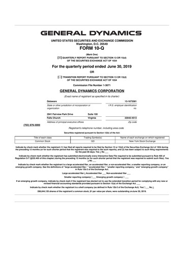 Miniature General Dynamics 10-Q Rapport trimestriel 2019 